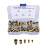 Max Maxb 100pcs Mixed Zinc Plated Carbon Steel Rivet Nut Kit Tools Set
