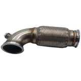 Maxbell 2.5" V-Band Downpipe Low Profile 90Deg w/Flex bellow pipe stainless+ O2 Plug