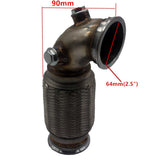 Maxbell 2.5" V-Band Downpipe Low Profile 90Deg w/Flex bellow pipe stainless+ O2 Plug