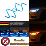 Maxbell 2x Flexible Tube LED Strips Daytime Turn Signal Lights 30cm Deep Blue+Yellow