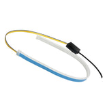 Maxbell 2xFlexible Tube LED Strips Daytime Turn Signal Lights 45cm Deep Blue+Yellow