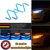 Maxbell 2xFlexible Tube LED Strips Daytime Turn Signal Lights 45cm Deep Blue+Yellow