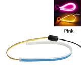 Maxbell 2xFlexible Tube LED Strips Daytime Turn Signal Lights 45cm Pink+Yellow