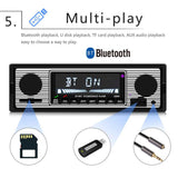 Max Maxb 12V 1 Din Bluetooth Vintage Car Radio MP3 Player Stereo USB AUX Classic