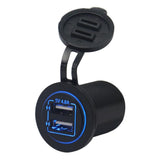 Maxbell Motorcycle Car Refitted 5V 4.8A Dual USB Aperture Car Charger Blue Light
