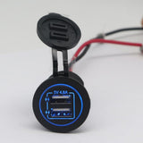 Maxbell Motorcycle Car Refitted 5V 4.8A Dual USB Aperture Car Charger Blue Light