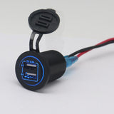 Maxbell Motorcycle Car Refitted 5V 4.8A Dual USB Aperture Car Charger Blue Light