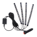 Maxbell 4 Pieces 12 LED Car Auto Strip Light Decorative Lamps Interior Multi-colour