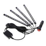 Maxbell 4 Pieces 12 LED Car Auto Strip Light Decorative Lamps Interior Multi-colour