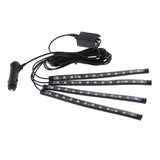 Maxbell 4 Pieces 12 LED Car Auto Strip Light Decorative Lamps Interior Multi-colour