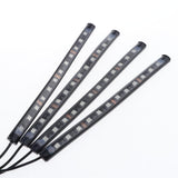 Maxbell 4 Pieces 12 LED Car Auto Strip Light Decorative Lamps Interior Multi-colour