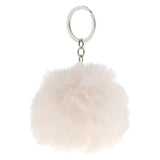 Trendy Charm Soft Fau Rabbit Fur Pom Pom Key Chains Jewelry Beige