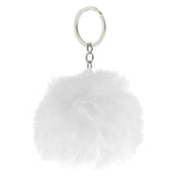 Trendy Charm Soft Fau Rabbit Fur Pom Pom Key Chains Jewelry White