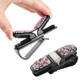 Maxbell Diamond Glasses Holders for Car Sun Visor w/ Ticket Card Clip purple