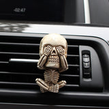 3pcs Car Air Vent Mount Resin Skull Statue Air Freshener Skeleton Ornament