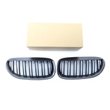 Maxbell One Pair Gloss Black Double Line Front Grille Grill Replacement for BMW E63