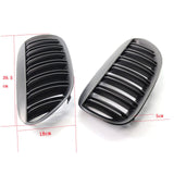 Maxbell One Pair Gloss Black Double Line Front Grille Grill Replacement for BMW E63