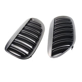 Maxbell One Pair Gloss Black Double Line Front Grille Grill Replacement for BMW E63