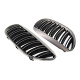 Maxbell One Pair Gloss Black Double Line Front Grille Grill Replacement for BMW E63