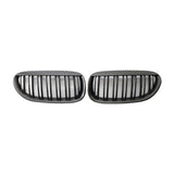 Maxbell One Pair Gloss Black Double Line Front Grille Grill Replacement for BMW E63