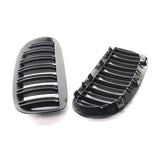 Maxbell One Pair Gloss Black Double Line Front Grille Grill Replacement for BMW E63