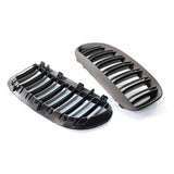 Maxbell One Pair Gloss Black Double Line Front Grille Grill Replacement for BMW E63