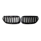 Maxbell One Pair Gloss Black Double Line Front Grille Grill Replacement for BMW E63