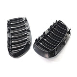 Maxbell One Pair Gloss Black Double Line Front Grille Grill Replacement for BMW E63