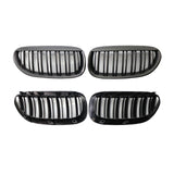 Maxbell One Pair Gloss Black Double Line Front Grille Grill Replacement for BMW E63
