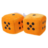 Maxbell 2Pcs Retro Fuzzy Dice with Dots Plush Dice Craps Pendant Ornament Yellow