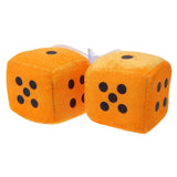 Maxbell 2Pcs Retro Fuzzy Dice with Dots Plush Dice Craps Pendant Ornament Yellow