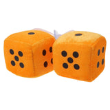 Maxbell 2Pcs Retro Fuzzy Dice with Dots Plush Dice Craps Pendant Ornament Yellow