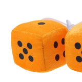 Maxbell 2Pcs Retro Fuzzy Dice with Dots Plush Dice Craps Pendant Ornament Yellow