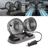 Maxbell Dual Head Car Fan Quiet Air Circulator Five Fan Blades Fit for Car SUV USB