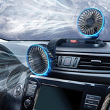 Maxbell Dual Head Car Fan Quiet Air Circulator Five Fan Blades Fit for Car SUV USB