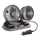 Maxbell Dual Head Car Fan Quiet Air Circulator Five Fan Blades Fit for Car SUV USB