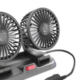 Maxbell Dual Head Car Fan Quiet Air Circulator Five Fan Blades Fit for Car SUV USB