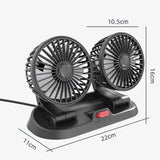 Maxbell Dual Head Car Fan Quiet Air Circulator Five Fan Blades Fit for Car SUV USB