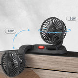 Maxbell Dual Head Car Fan Quiet Air Circulator Five Fan Blades Fit for Car SUV USB