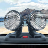 Maxbell Dual Head Car Fan Quiet Air Circulator Five Fan Blades Fit for Car SUV USB