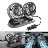 Maxbell Dual Head Car Fan Quiet Air Circulator Five Fan Blades Fit for Car SUV USB