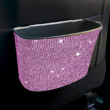 Maxbell Car Trash Can Hanging Vehicle Small Storoge Sundries Glitter Decoration Pink Rhinestones
