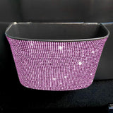 Maxbell Car Trash Can Hanging Vehicle Small Storoge Sundries Glitter Decoration Pink Rhinestones