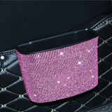 Maxbell Car Trash Can Hanging Vehicle Small Storoge Sundries Glitter Decoration Pink Rhinestones