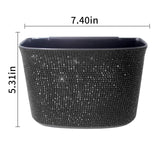 Maxbell Car Trash Can Hanging Vehicle Small Storoge Sundries Glitter Decoration Black Rhinestones