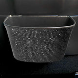 Maxbell Car Trash Can Hanging Vehicle Small Storoge Sundries Glitter Decoration Black Rhinestones