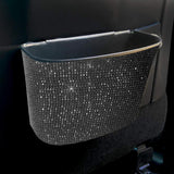 Maxbell Car Trash Can Hanging Vehicle Small Storoge Sundries Glitter Decoration Black Rhinestones