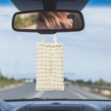 Maxbell Car Soft Hanging Tissue Bag Stylish Measure 11x7inch Universal Accessory Beige