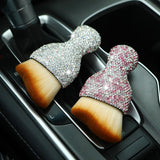 Maxbell Auto Cleaning Brushes Duster Rhinestone Handle Dusting Tool for Wheel White