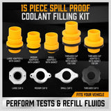 Maxbell Car Spill Proof Radiator Coolant Filling Funnel Kit 15 Pieces Professional